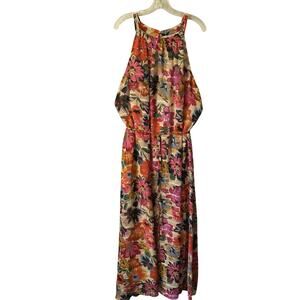 Maggie London Dress Size 20W Womans Multicolor Floral Tropical Maxi Dress Summer